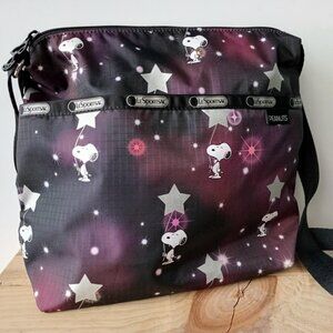Peanuts x LeSportSac Handbag, Snoopy Stars Galaxy Nylon Crossbody Bag